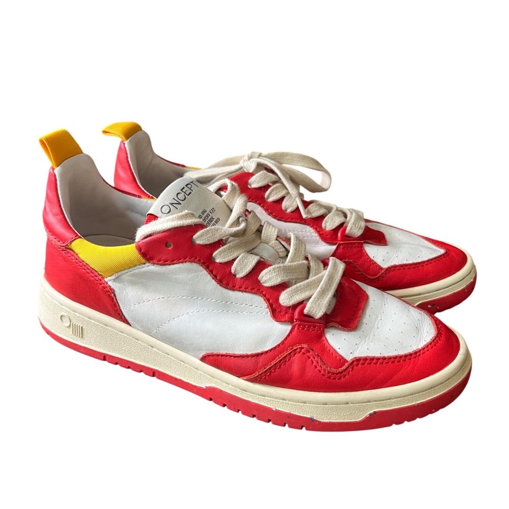 ONCEPT ANTHROPOLOGIE Phoenix Sneakers Shoes RETRO RED w/Yellow & White SIZE 6.5